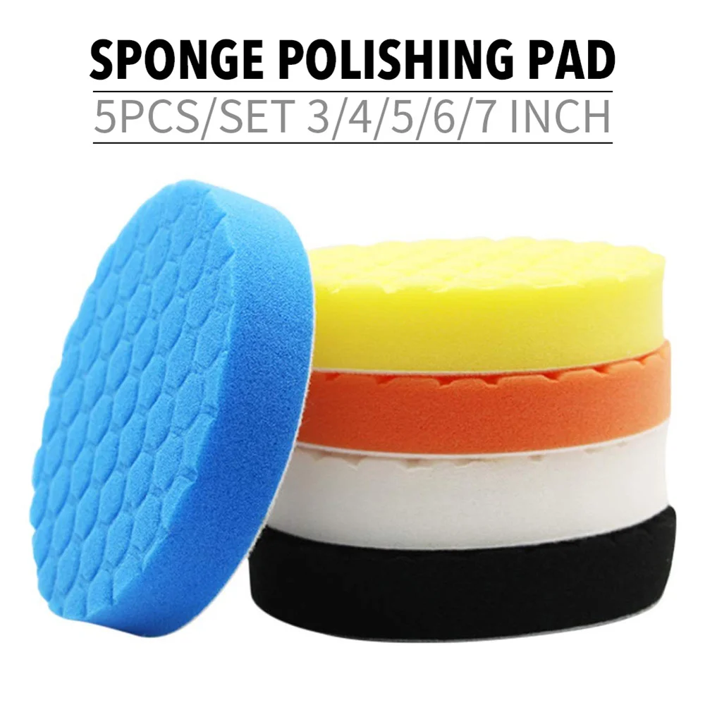 5Pcs Set Car Waxing Buffing Pad Polishing Disc 3/4/5/ Inch Auto Care Repair Tools Wax Pads for Car Detailing Buffer Compound