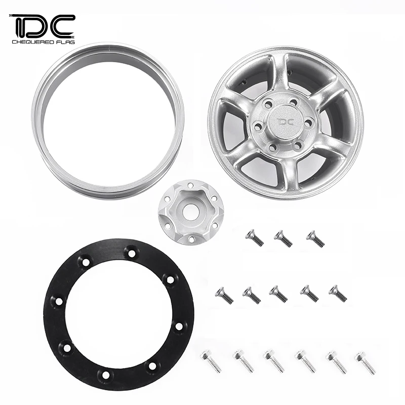 1.55inch Metal Beadlock Wheels & Cap for 1/10 Remote Control RC Crawler Cars CNC Machined Aluminum (PAJERO ) 6061 T6 Alu7075