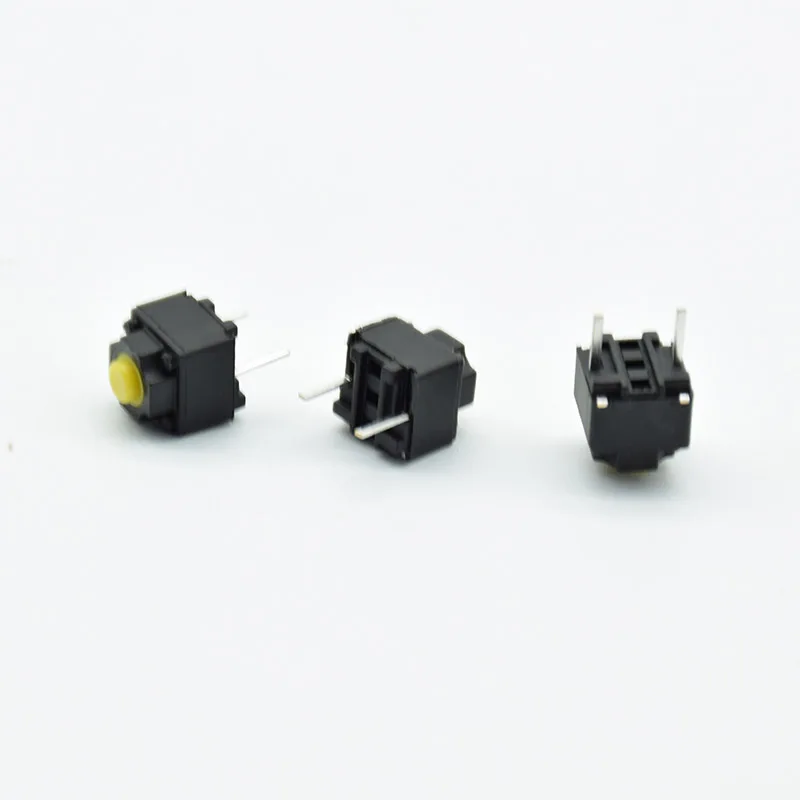 10pcs Mute button 6*6*7.3mm Silent switch wireless  wired  button micro switch yellow Push button switch