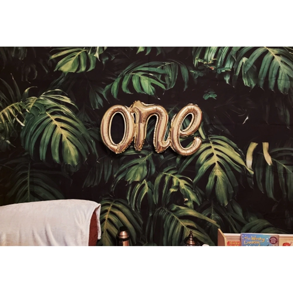 هاواي الاستوائية أوراق النخيل الطفل عيد ميلاد خلفية التصوير الفوتوغرافي إزالة الأعشاب الضارة حفلة التصوير خلفية الصورة استوديو التصوير الدعامة