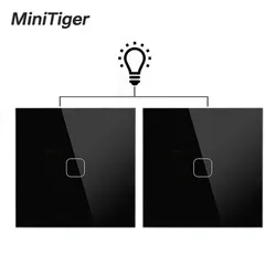 Minitiger EU Standard Wall Light Touch Switch 1 Gang 2 Way Control Wall Light Touch Screen Switch, Crystal Glass Panel