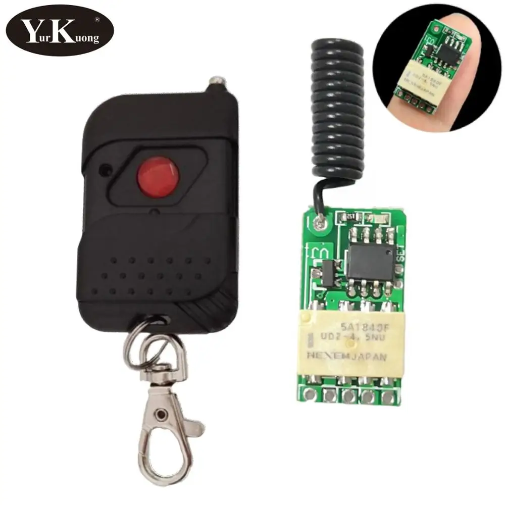 lower power consumption mini Remote Switch 3.7v4.2v5v6v7.4v9v12v 0.1ma standby current Small Relay Contact RF Wireless Switch433