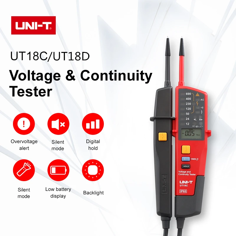 Voltage and Continuity Tester UT18C UT18D Waterproof Pencil,  On-Off Test/RCD Test/Polarity Detection/Single-Pens Measurement