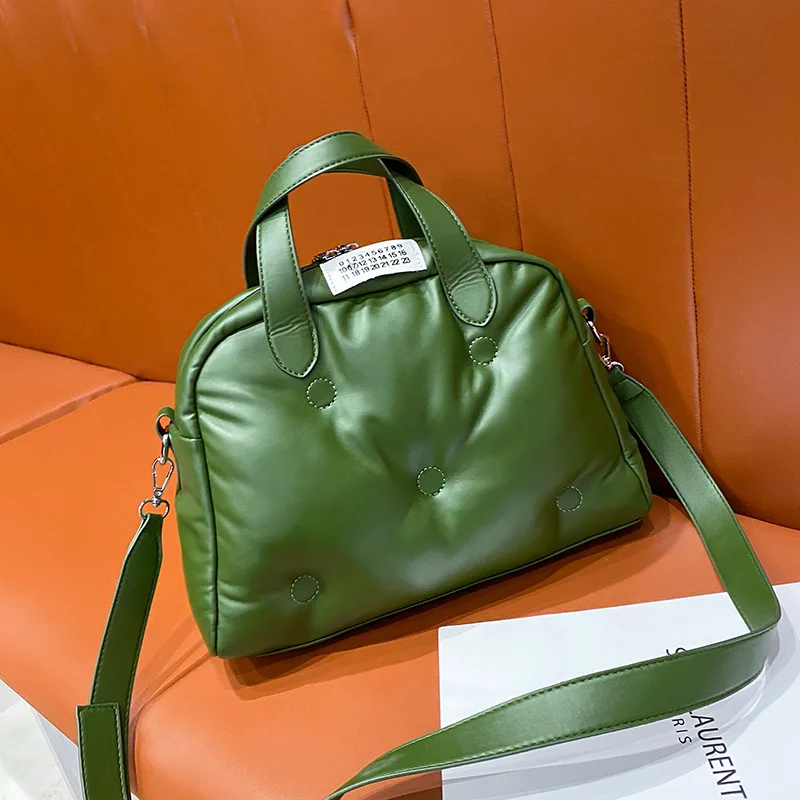 Moda wyściełana duża torebka Crossbody torby dla kobiet Design dół bawełniana torebka luksusowe Pu pikowana skórzana torba na ramię zima 2021