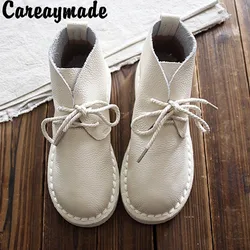 Careaymade-stivaletto in vera pelle, scarpe basse fatte a mano Pure, le scarpe da ragazza mori di arte retrò, stivali di moda Casual, 3 colori