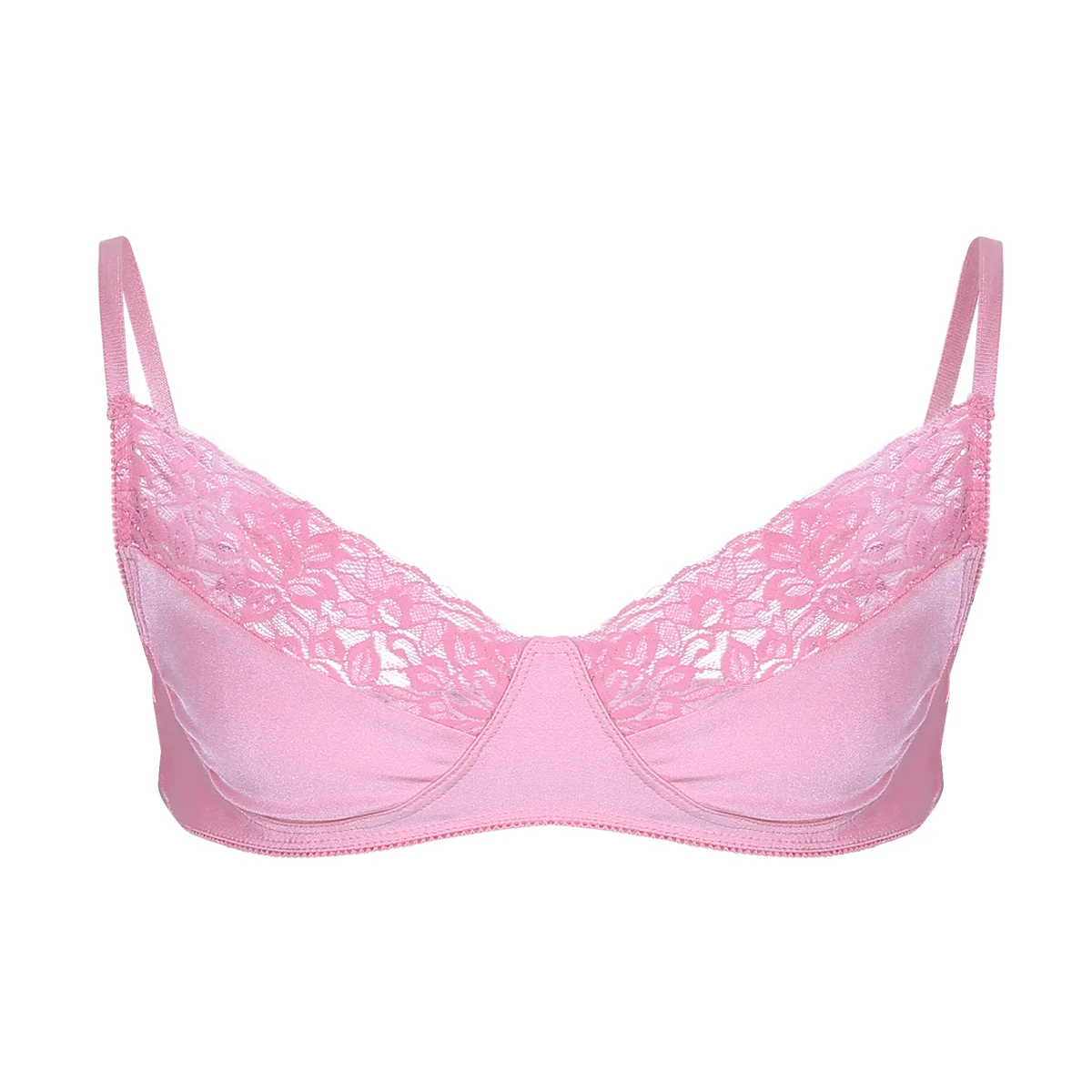 Erkek Sissy sutyenler pembe Crossdress iç çamaşırı eşcinsel erkek çiçek dantel tel-ücretsiz bralet iç çamaşırı kıyafeti Clubwear Clubwear