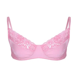 Herren Sissy BH Tops rosa Cross dress Dessous Homosexuell männlich Blumen Spitze Draht freie Bra lette Unterwäsche Nachtwäsche Cross dresser Clubwear