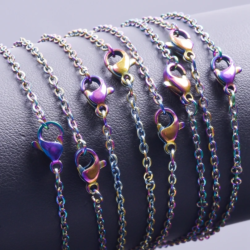 Cross Chain Around Neck Stainless Steel Chain For Jewelry Making Supplies Rainbow Chains DIY Necklace Width 1.6mm Accessories