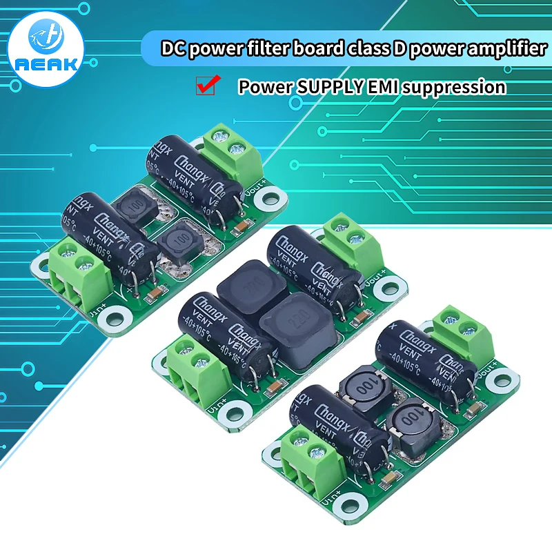 DC Power Filter Board 0-25V/0-50V 2A/3A/4A Class D Power Amplifier Module Interference Suppression Board EMI Suppression