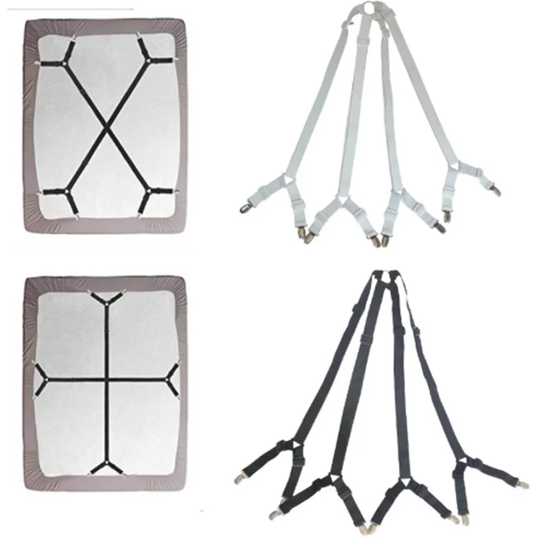 

Adjustable Bed Suspenders Sheet Fastener Straps Clippers Clips Holder Kit Gripper Fitted 1 Set Crisscross