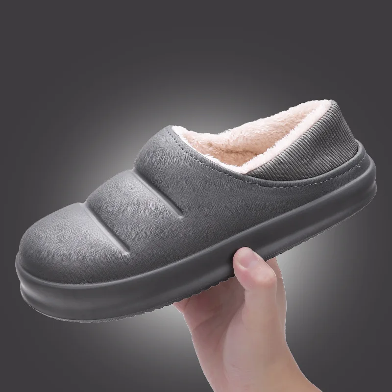

Heel Waterproof Cotton Slippers Women Thick Sole Winter Plush Warm Couple Home Home EVA Indoor And Outdoor Wear Men