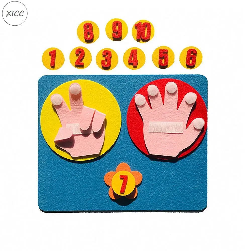 XICC Handmade Felt Finger Numbers Counting Math Toy Set Children Early Teaching Aids DIY Wool Nonwoven Digital Kindergarten Gift