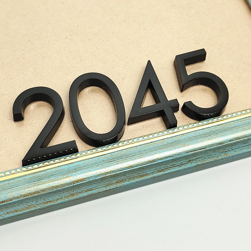 Numéro de maison Plaque de porte noire 58mm, étiquette autocollante en plastique ABS #0-9, numéros, signe de mariage, décoration de la maison numero de maison exterieur assiette numéro maison extérieur plaque personnal