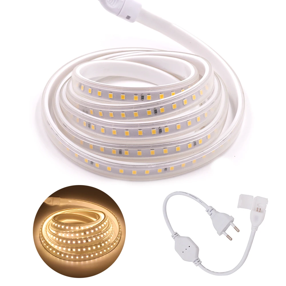 

SMD 5050 2835 220V LED Strip Waterproof Flexible Light Tape Rope Lights Cold White With Dimmer Switch Plug 1M/2M/5M/10M/15M/20M