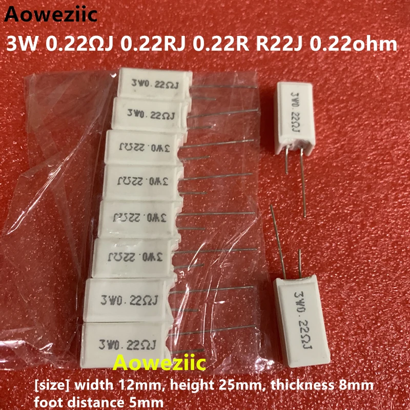 

10Pcs 3WR22J 3W0.22ΩJ RX27-5 Vertical Cement Resistance 3W 0.22 ohm 0.22R 0.22RJ 3W0R22J R22J Ceramic Resistance precision 5%