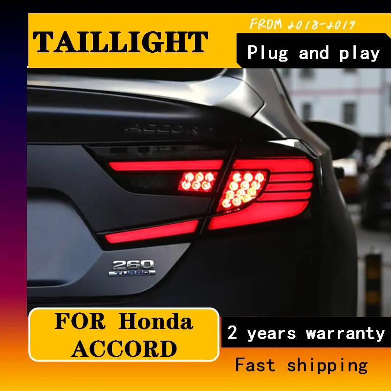 Car Styling LED Taillight For Honda Accord 10 2018 2019 Rear Fog Lamp + Brake Light + Reverse Light + Dynamic Turn Signal