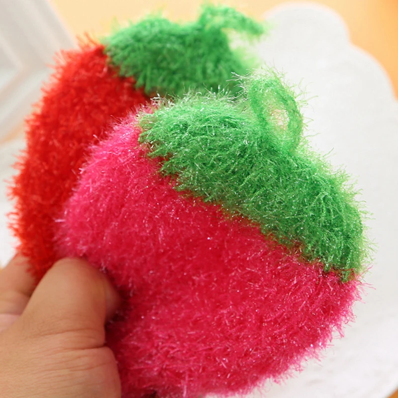 13*14cm Korea Style Strawberry Wipes Dishwashing Towels Acrylic Polyester Silk Dish Cloth Cleaning Cloth Kitchen Washing Towel