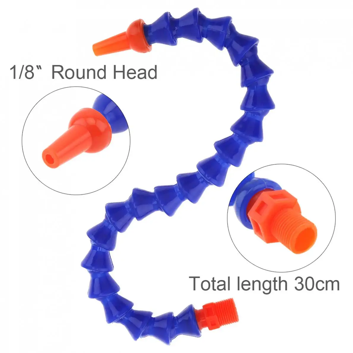 1/8 Inch 300mm Plastic Flexible Water Oil Cooling Tube with Round Head Nozzle for CNC Machine / Milling /  Lathe