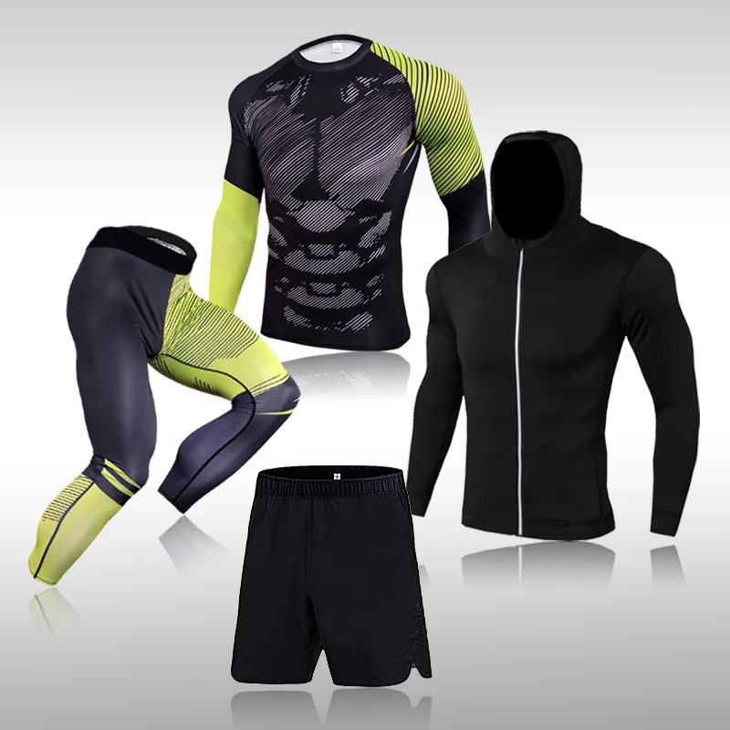 Men\'s Training Sportswear Set Gym Fitness Compression Sport Suit Jogging Tight Sports Wear Clothes