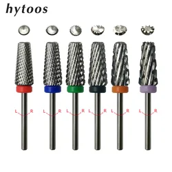 HYTOOS 5 in 1 Tapered Carbide Nail Drill Bits Milling Cutter For Manicure Remove Acylics & Gel Nails Accessories Tools