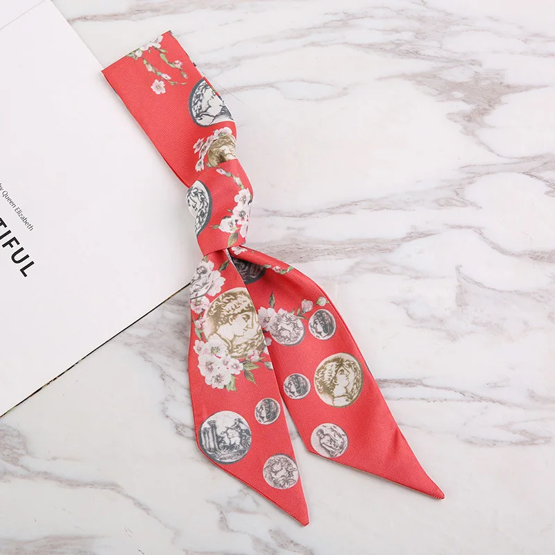 2021 new skinny silk scarf women luxury twill satin ladies long hairband design bag scarf tie belt wristband girl\'s headscarf