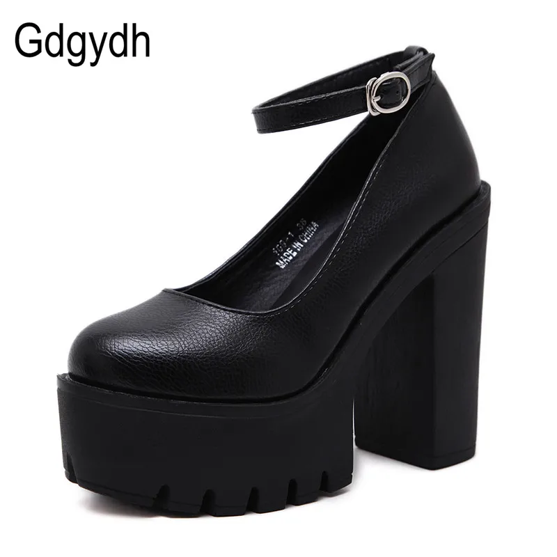 Gdgydh-zapatos de tacón alto informales para primavera y otoño, calzado sexy con plataforma gruesa, color blanco y negro, tallas 42