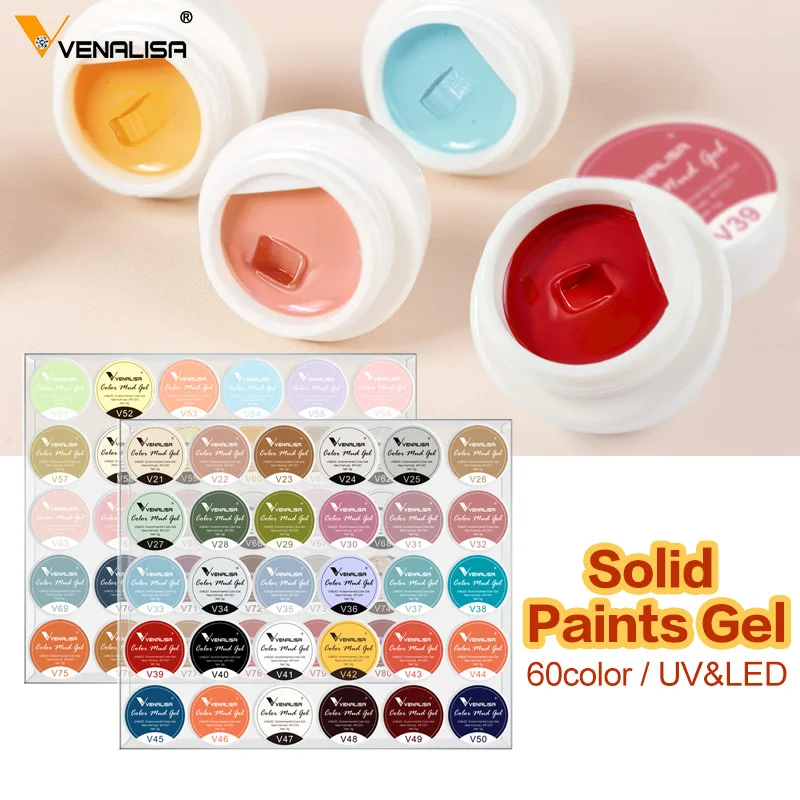 30/60 Stück Set Venalisa Schlammgel cremige Textur vollständige Abdeckung Nagelmaniküre Soak Off UV LED Nagelpudding Gelpoliermittel Beauty Nail Art