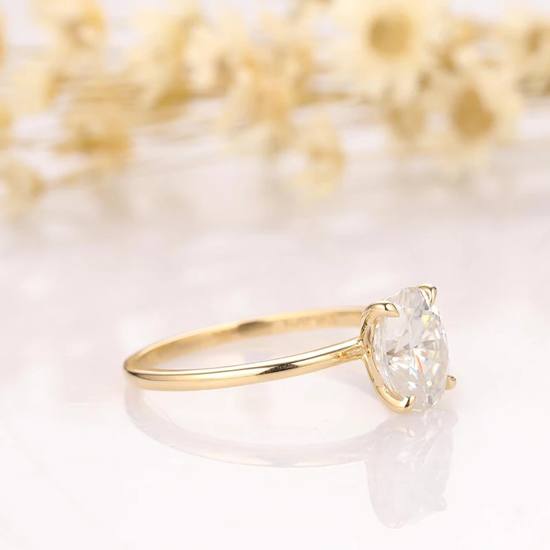 Imagem -03 - Cxsjeremy-anel de Noivado Moissanite para Mulheres Ouro 14k Ouro 585 Amarelo Solitário Oval Diamante Aliança de Casamento Aniversário da Noiva