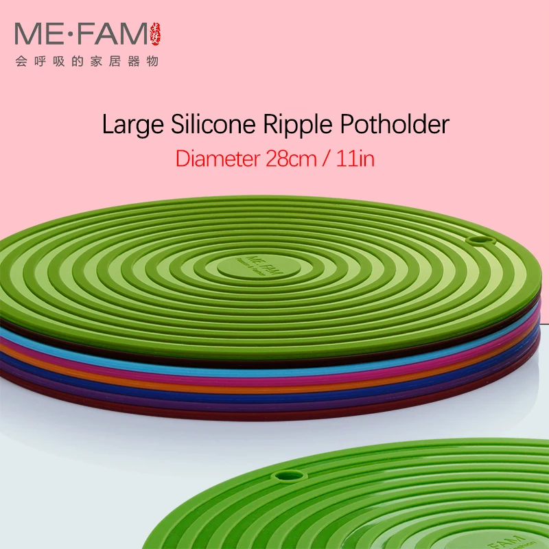 

11in Large Silicone Ripple Trivet Mats Non Slip Anti Scald Potholder Pot Pad Spoon Rest Coaster Durable Desktop Protect Set of 2