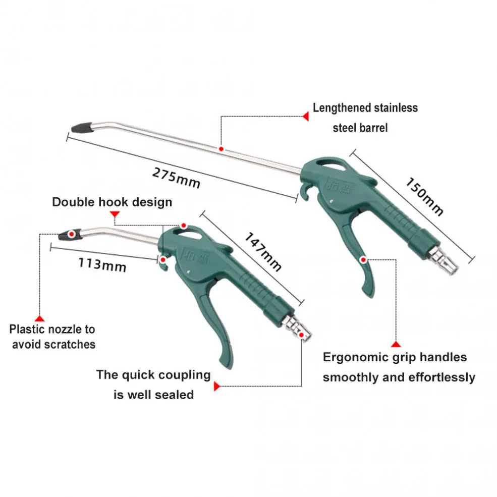 Air Blow Gun Pistol Trigger Cleaner Compressor Dust Blower Nozzle Pneumatic Cleaning Tool for Car and Other Machines