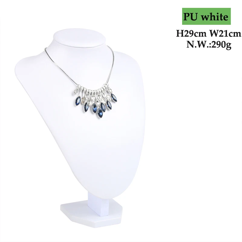 FashionModel Show Exhibitor 6 Options PU White Leather Jewelry Display Woman Necklaces Pendants Mannequin JewelryStand Organizer