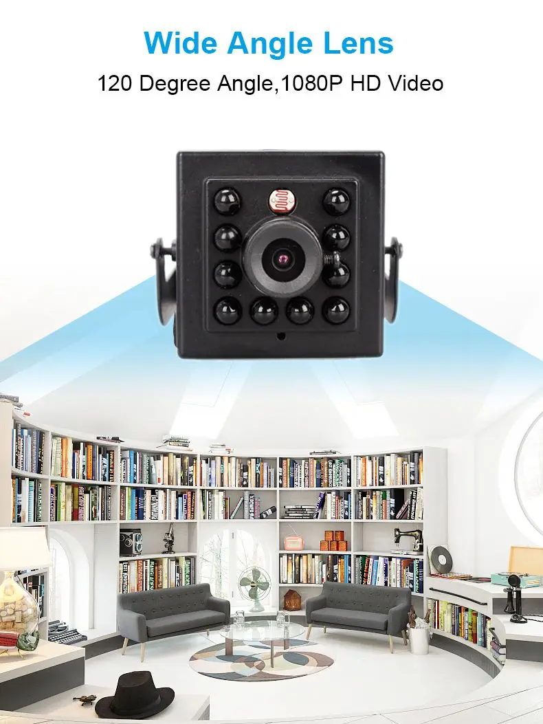 Mini POE IP Camera, HD 4MP Kleine Binnen IP Camera 3,6 mm Pinhole P2P
