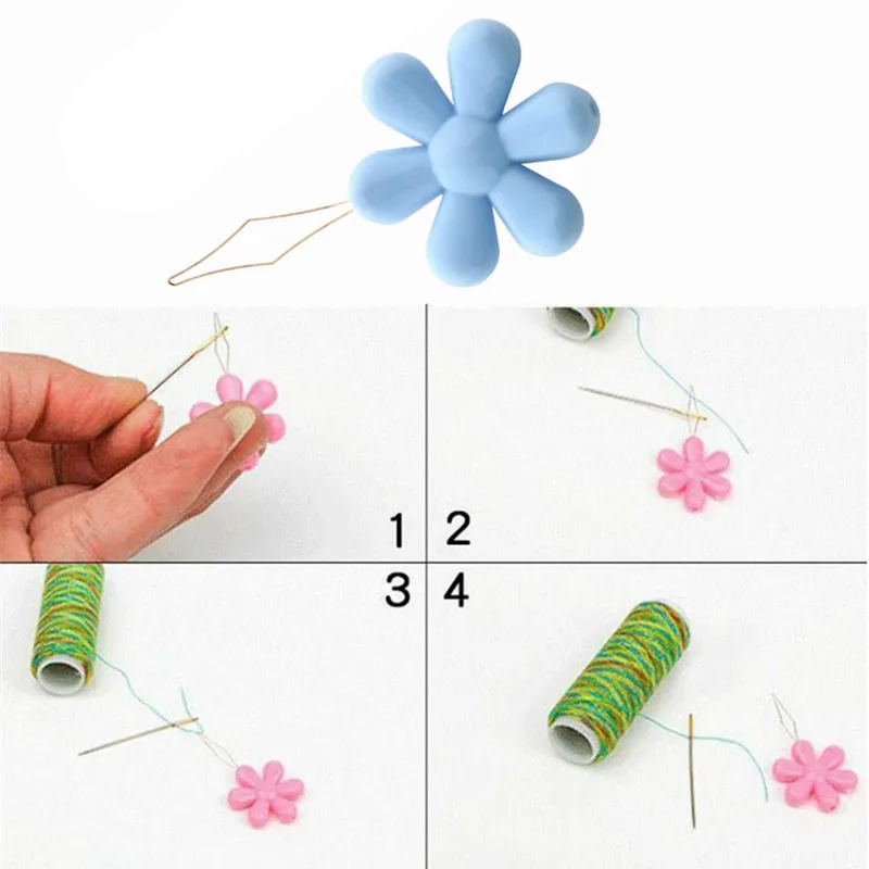 10/20Pcs Random Color Easy Sewing Needle Device Threader Thread Guide Tool Garment Sewing Needlework Flower Shape Threader