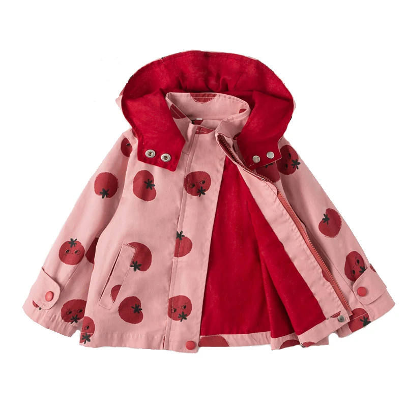 New Spring Autumn Baby Kids Girls Windbreaker Coat Jackets Printing Hooded Outwear For Kids Girls Coats Jacket Clothing 1-7Y