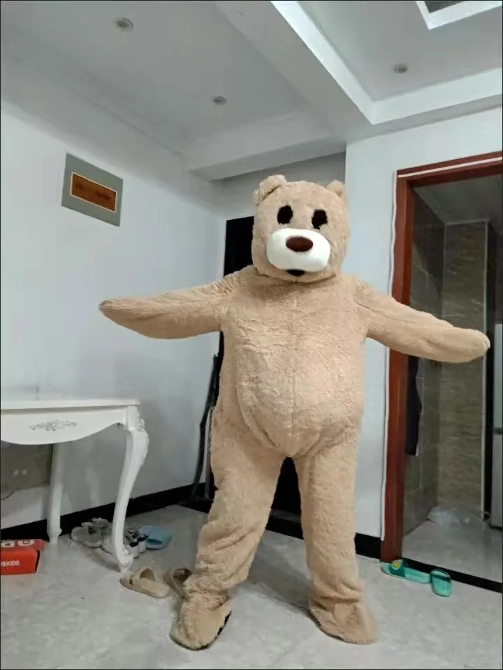 Costume de mascotte d'ours en peluche imbibé pour adulte, cosplay d'Halloween, tenues amusantes de jeu de fête, vêtements publicitaires, carnaval, Noël, Pâques