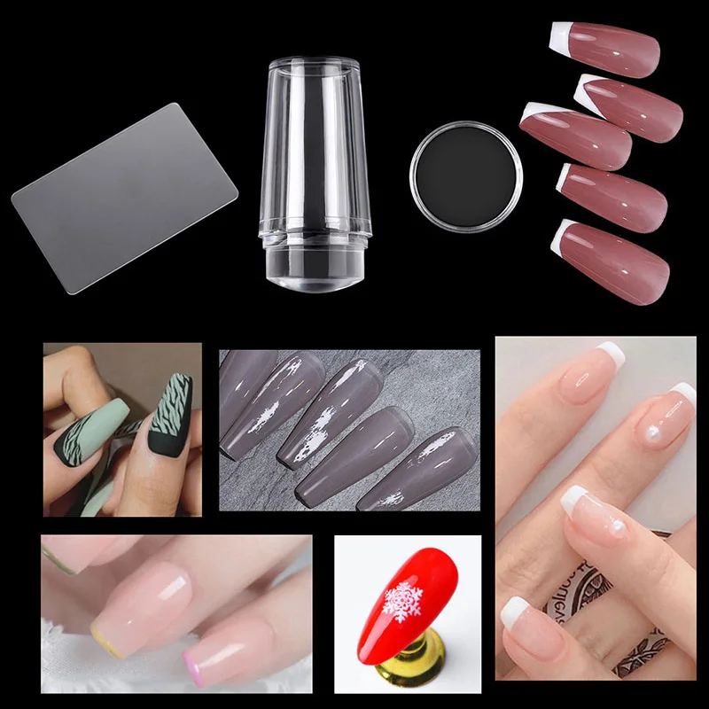 ซิลิโคน Nail Art Stamping ชุดภาษาฝรั่งเศสคำสำหรับเล็บแสตมป์ลายฉลุแม่แบบ Seal Stamper Scraper