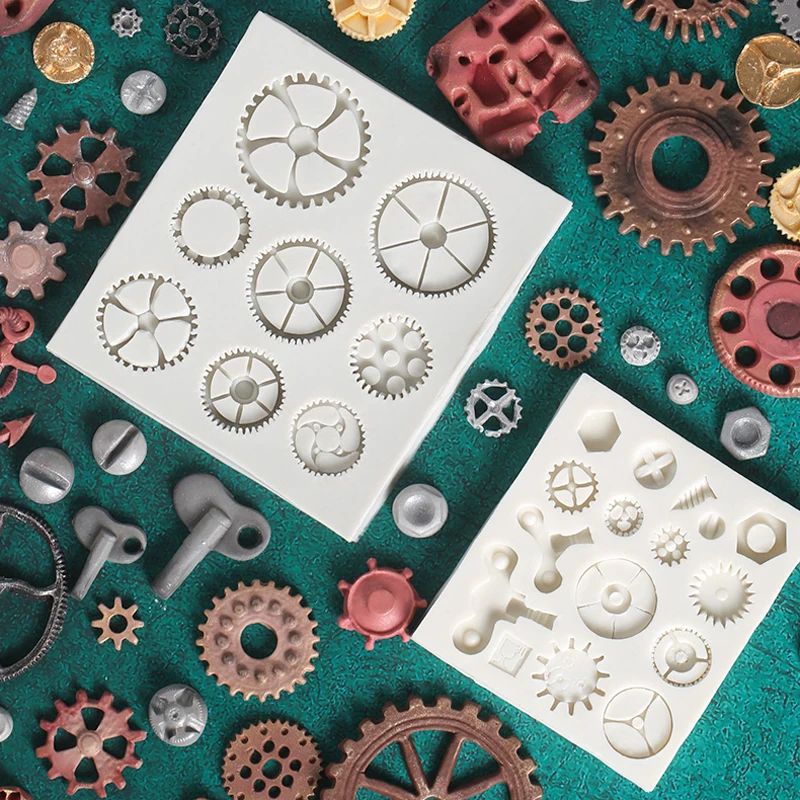 Punk Style Gear Silicone Mold Fondant Cake Decorating Mould Sugarcrafts Chocolate Baking Tool Kitchenware For Cake Gumpaste Form