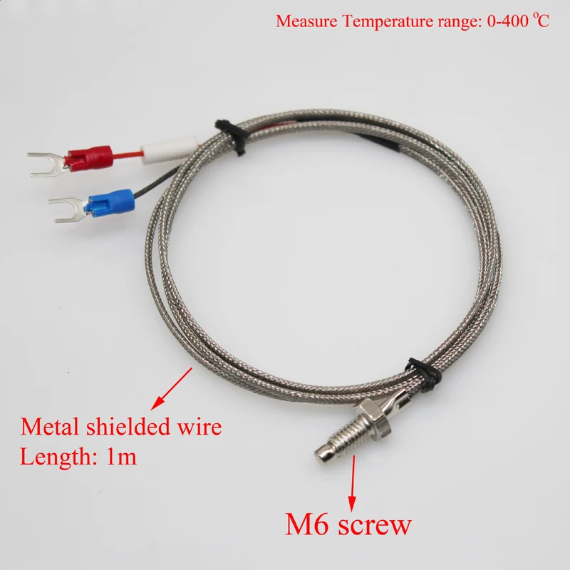 0-400'C sensore termico a filo di temperatura tipo K sensore di temperatura 0-400 gradi celsius 1m M6 tipo K coppia