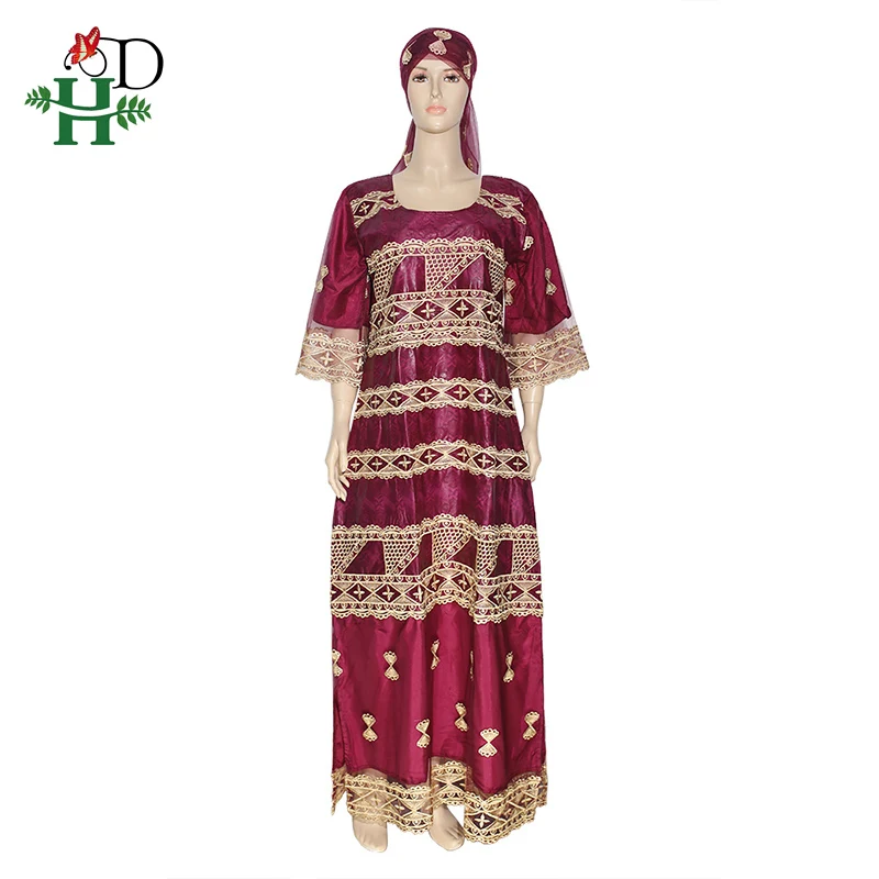 H & D Afrikaanse Lange Jurk Dashiki Kleding Bazin Borduurwerk Maxi Jurk Kralen Kant Jurk Robe Femme Africain 2022 Bruiloft party