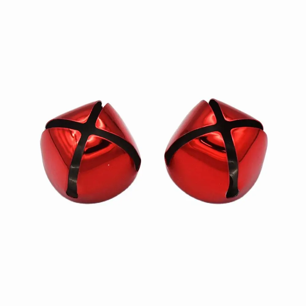 38mm Red Jingle Bell Charms Christmas Bell Durable Jingle Cross Bells Decoration Ornaments Pendant Bells with Ribbon DIY Craft