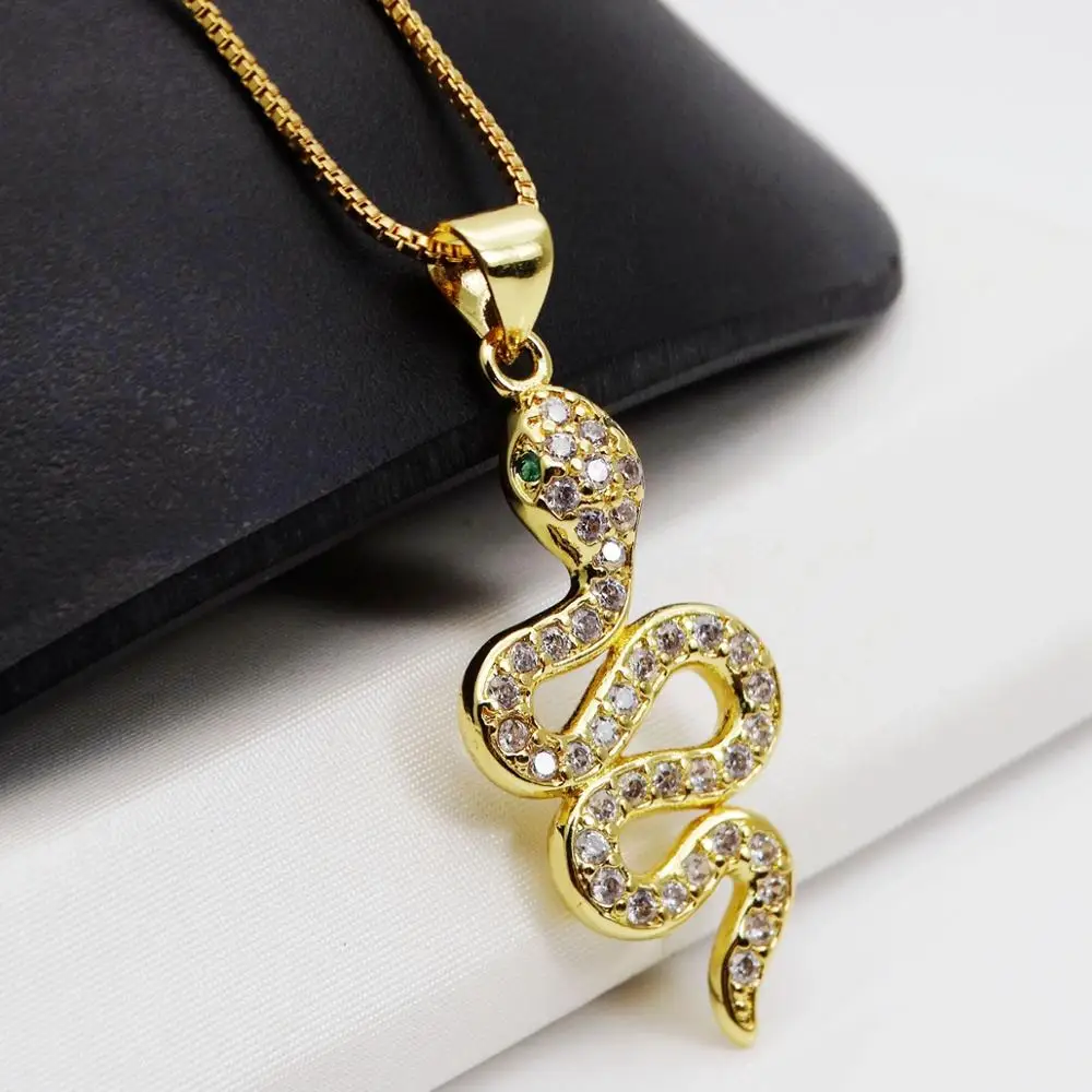 C.YIP KAN Fashion multicolour Zircon Pendant spotted Snake Pendant Necklace Animal Pendant Necklace DIY jewelry necklace jewelry