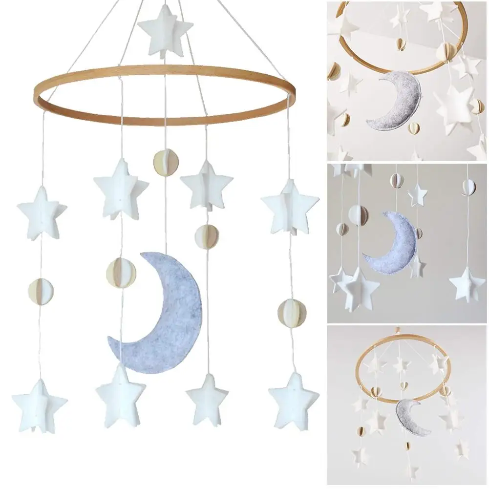 Colgante de fieltro para cuna de bebé, móvil con fieltro, estrella, Luna, carillón de viento, decoración para cama de bebé, regalo perfecto para recién nacido