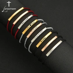 Letdiffery Personalized Steel Black Red Bracelets For Lovers Stainless Steel Custom Engrave Name Date Number Bracelet Jewelry