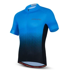 Men Cycling Jersey Summer Short Sleeves Quick Dry Road Bike Clothing MTB Ropa Ciclismo Triathlon Uniform Sportwear Blue Maillot