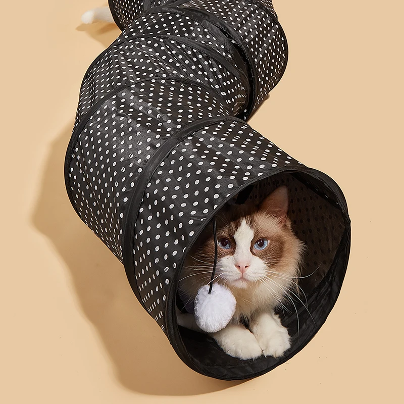 CAWAYI KENNEL Pet Cat Tunnel S-shape Collapsible Hole Indoor Outdoor Tube Kitty Tunnel Cat Pet Toy Space-Saving Cat Training Toy