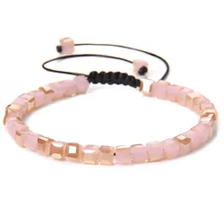 Braccialetti di perle di cristallo cubo di moda 4MM per donna uomo bracciale intrecciato in cristallo colorato gioielli sottili fatti a mano regolabili