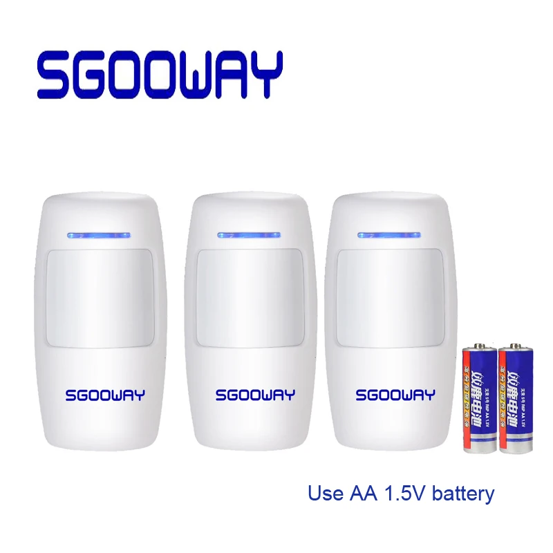 Sgooway Wireless Intelligent PIR Motion Sensor Alarm Detector For GSM PSTN WIFI alarm system Built-in antenna USE AA battery