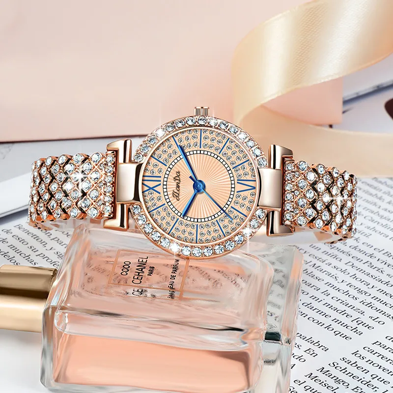 2024 novo luxo cristal feminino pulseira relógios moda diamante senhoras relógio de quartzo aço feminino relógio de pulso montre femme relogio