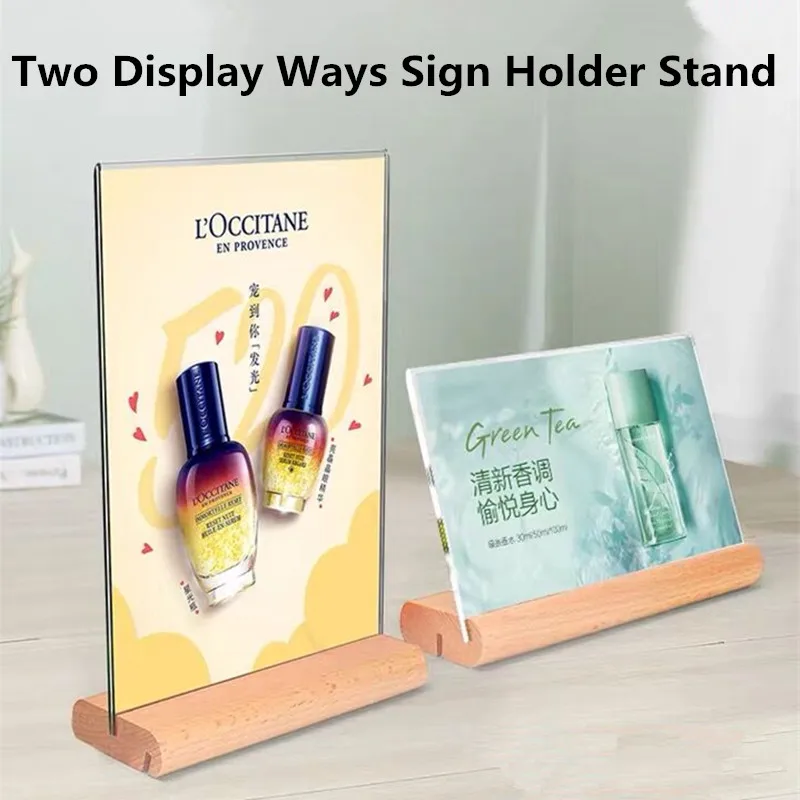 A5  T / L Two Use Double Sided Acrylic Sign Holder Display Stand Tabletop Document Menu Paper Holder Photo Picture Poster Frame