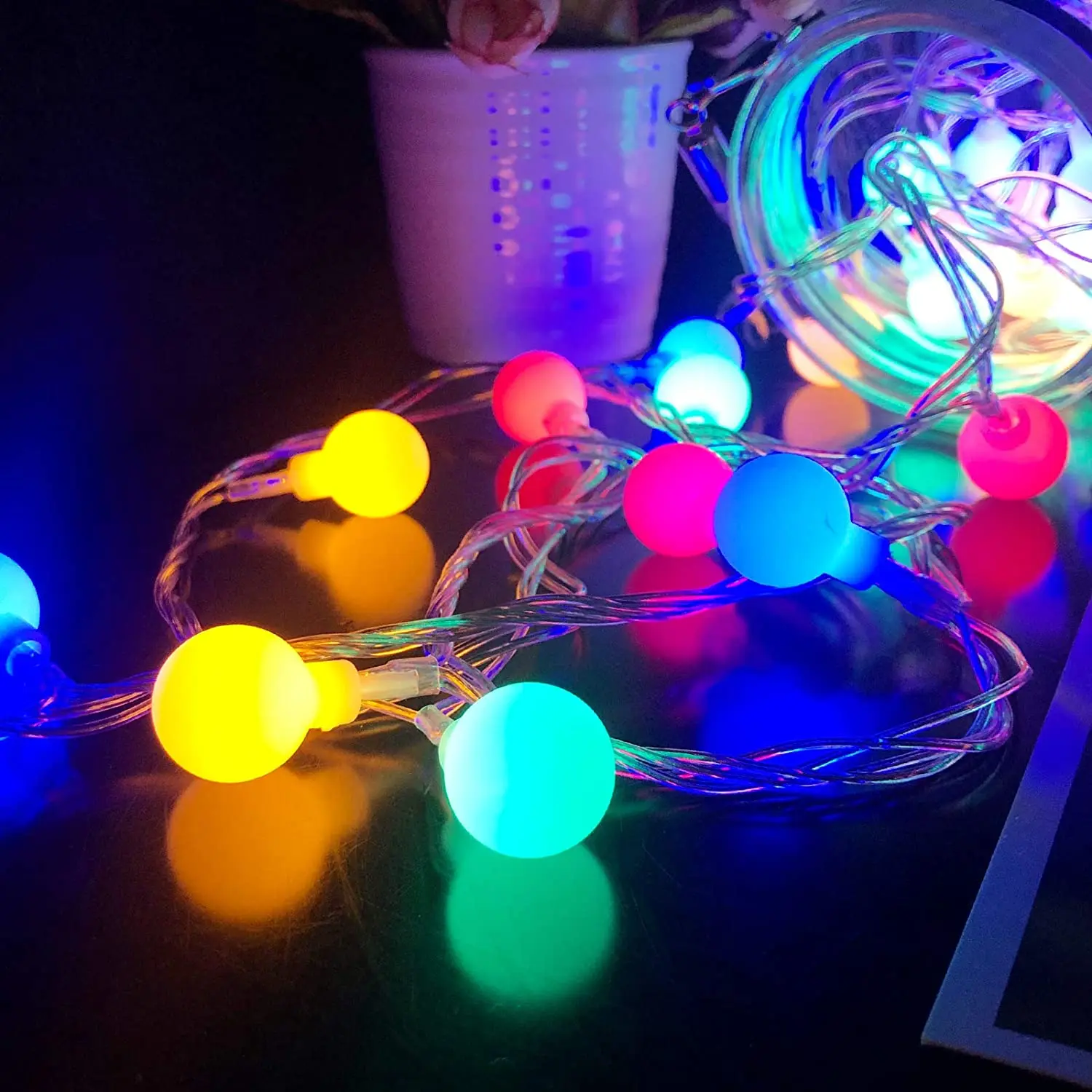 Christmas Balls Led Lights Garlands New Year 2025 Home Decor Globe String Lights 8 Mode 10M Plug-Operated